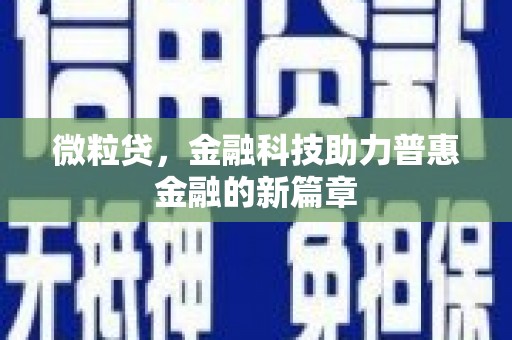 静海微粒贷，金融科技助力普惠金融的新篇章