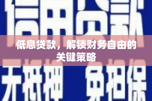 静海低息贷款，解锁财务自由的关键策略
