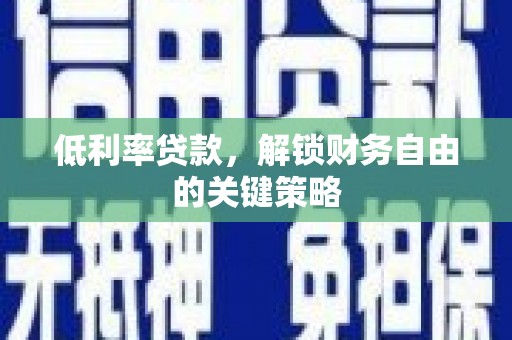 静海低利率贷款，解锁财务自由的关键策略