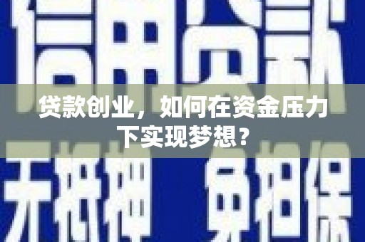 静海贷款创业，如何在资金压力下实现梦想？
