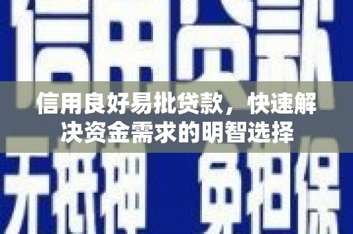静海信用良好易批贷款，快速解决资金需求的明智选择