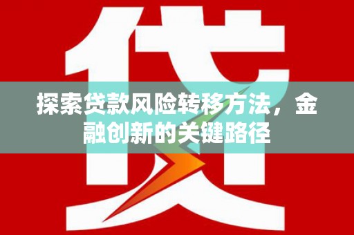 静海探索贷款风险转移方法，金融创新的关键路径