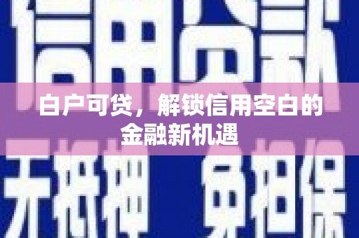 静海白户可贷，解锁信用空白的金融新机遇