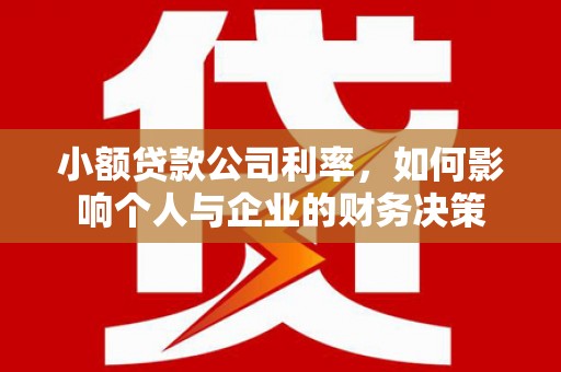 静海小额贷款公司利率，如何影响个人与企业的财务决策