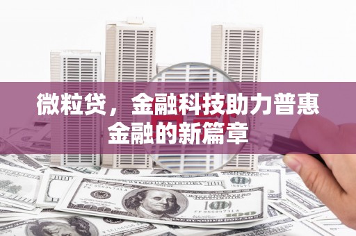 静海微粒贷，金融科技助力普惠金融的新篇章