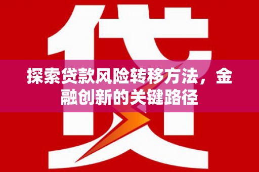 静海探索贷款风险转移方法，金融创新的关键路径